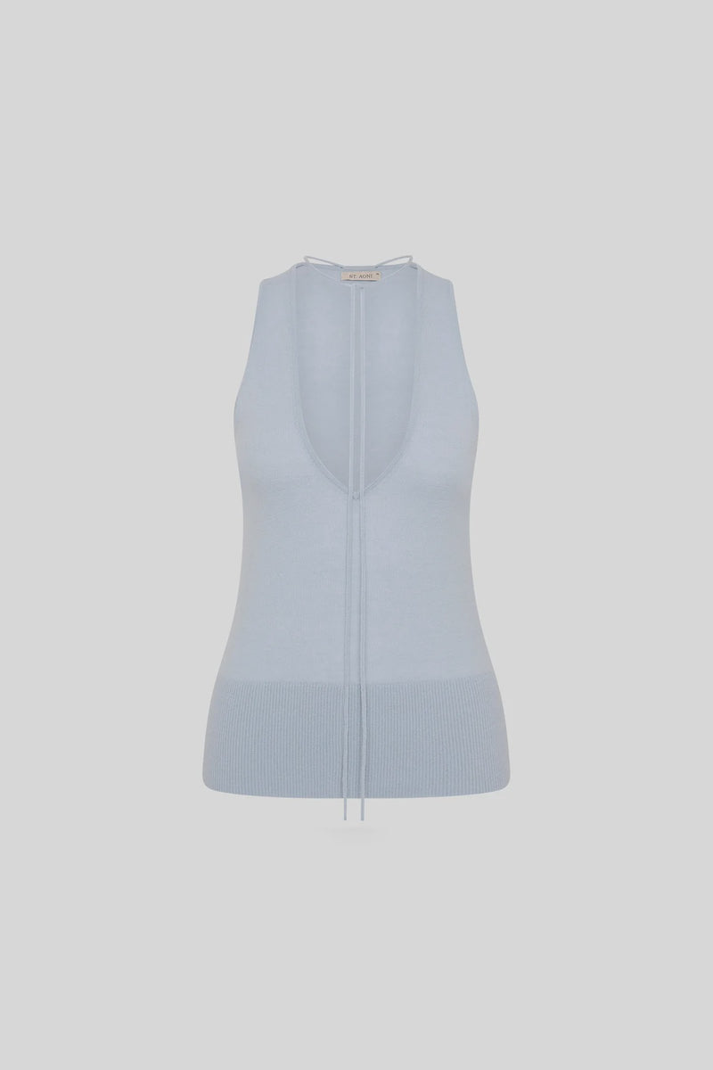 Plunge Rouleau Knit Tie Top