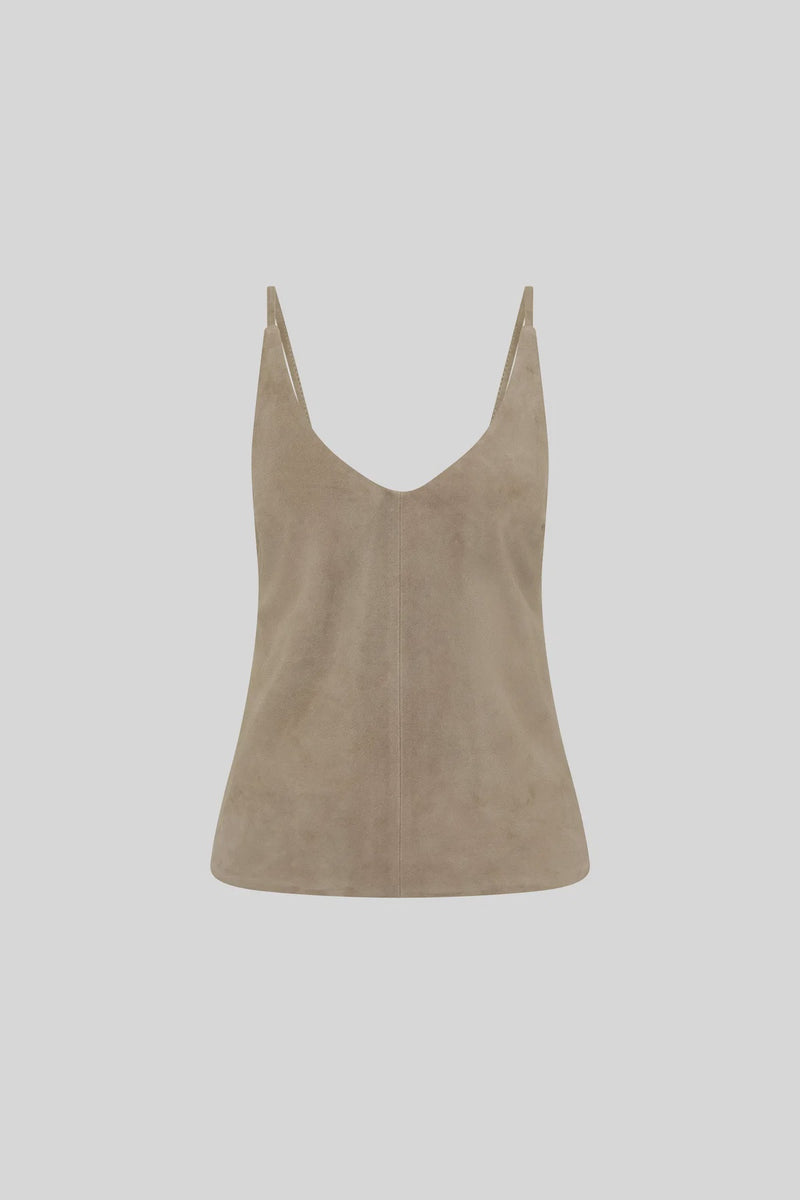 Suede Low Back Tie Top - Earth