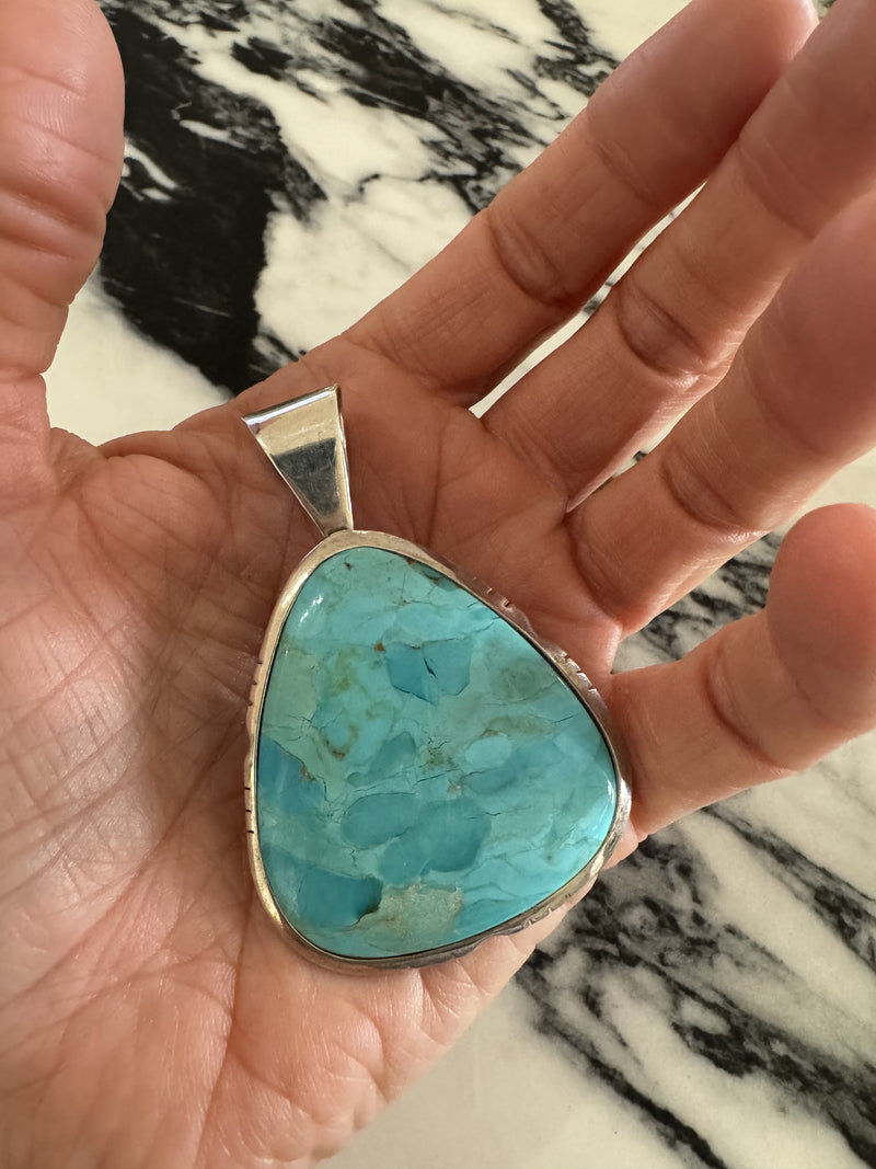 TURQUOISE 6" TEARDROP ON SILVER